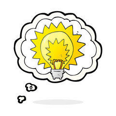 thought bubble cartoon light bulb shining