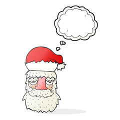 thought bubble cartoon tired santa claus face