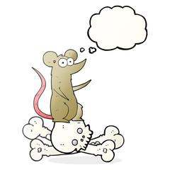 thought bubble cartoon rat on bones