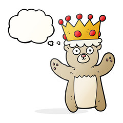 thought bubble cartoon teddy bear wearing crown