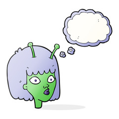 thought bubble cartoon female alien