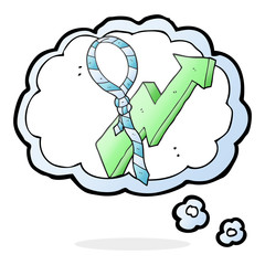 thought bubble cartoon work tie and arrow progress symbol