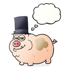 thought bubble cartoon rich pig