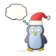 thought bubble cartoon christmas penguin