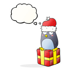 thought bubble cartoon christmas penguin