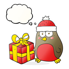 thought bubble cartoon christmas robin