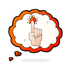 thought bubble cartoon pointing hand