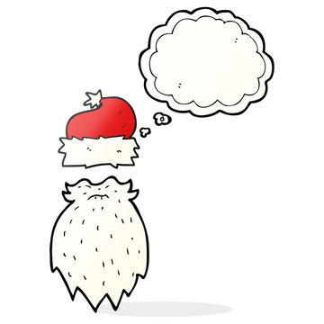 thought bubble cartoon santa hat and beard