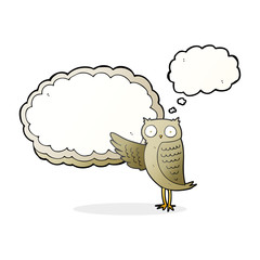 thought bubble cartoon owl pointing