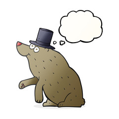 thought bubble cartoon bear in top hat