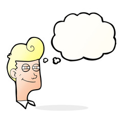 thought bubble cartoon smiling man
