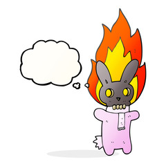 thought bubble cartoon flaming skull rabbit