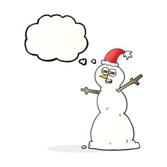 thought bubble cartoon unhappy snowman