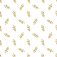 Watercolor seamless green leaves pattern.