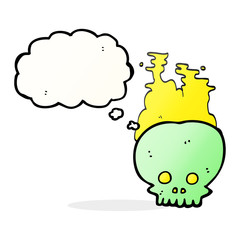 thought bubble cartoon steaming skull
