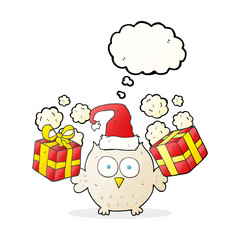 thought bubble cartoon christmas owl