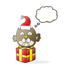 thought bubble cartoon christmas owl