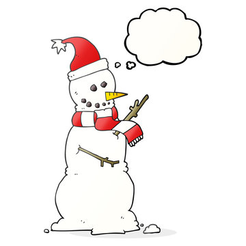 thought bubble cartoon snowman