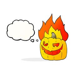 thought bubble cartoon flaming halloween pumpkin
