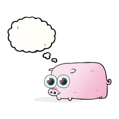 thought bubble cartoon piglet with big pretty eyes