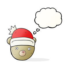thought bubble cartoon teddy bear wearing christmas hat