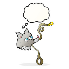 thought bubble cartoon dog with leash