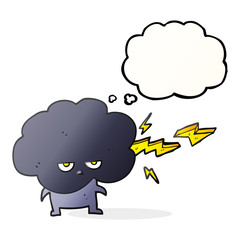 thought bubble cartoon raincloud character shooting lightning