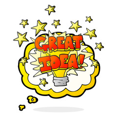 thought bubble cartoon great idea light bulb symbol