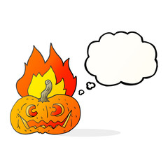 thought bubble cartoon flaming halloween pumpkin