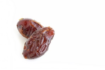 Dried Pitted Dates on White Background