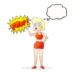 happy gym woman giving thumbs up symbol