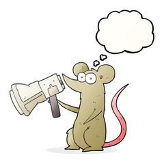 thought bubble cartoon mouse with megaphone