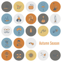 Set of Flat Autumn Icons