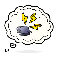 thought bubble cartoon computer chip