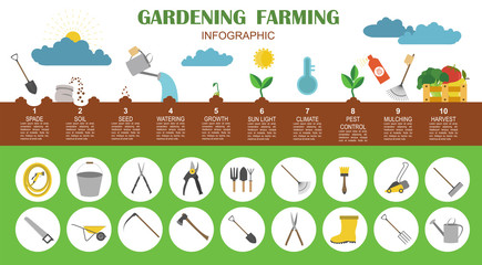 Gardening work, farming infographic. Graphic template. Flat styl © a7880ss