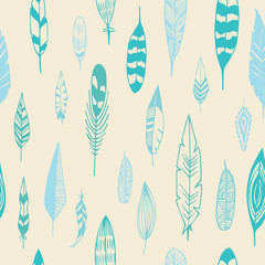 Feathers pattern seamless. Good night illustration in vector.