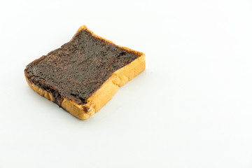 Sliced chocolate bread isolate on white - copy space