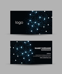 Fototapeta na wymiar Abstract blue hi-tech - Business card vector design template. 
