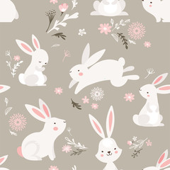 Easter seamless pattern design with bunnies