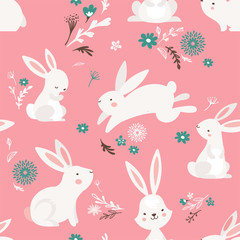 Easter seamless pattern design with bunnies