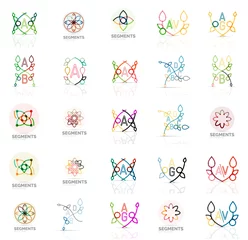 Deurstickers Eenhoorns Lineaire abstracte logo& 39 s, letters, swirls