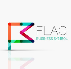 Logo flag, abstract linear geometric business icon