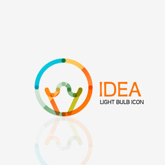 Logo, vector light bulb abstract linear geometric business icon. Idea concept