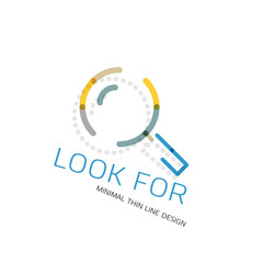 Vector thin line design logo magnifying glass, search and find or zoom logotype concept. Linear minimalistic business icon