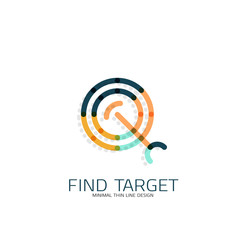 Vector thin line design logo magnifying glass, search and find or zoom logotype concept. Linear minimalistic business icon