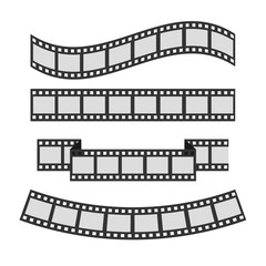 Fototapeta na wymiar Film strip frame set. Different shape ribbon. Template. Design element. White background. Isolated. Flat design.
