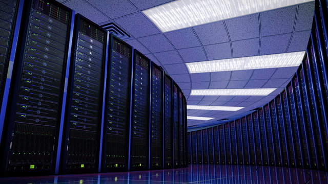 Seamlessly looping animation of rack servers in data center