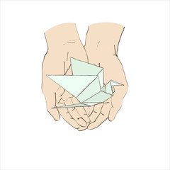 two hands and origami