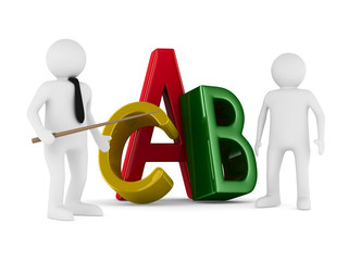 Characters on white background. Isolated 3D image