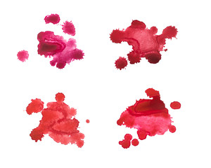 Set of watercolor blot, drop, isolated on white background.